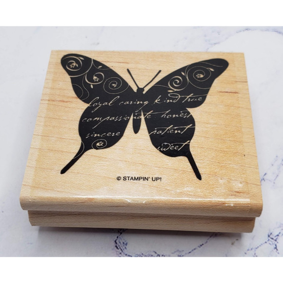 Stampin' Up! Butterfly Friend Flourish Encouraging Words Mounted Rubber Stamp - Picture 1 of 7